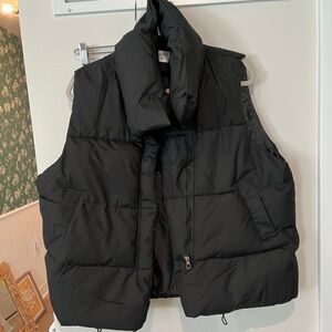 Black Puffer Vest - Sleeveless Quilted Zip Front NWOT